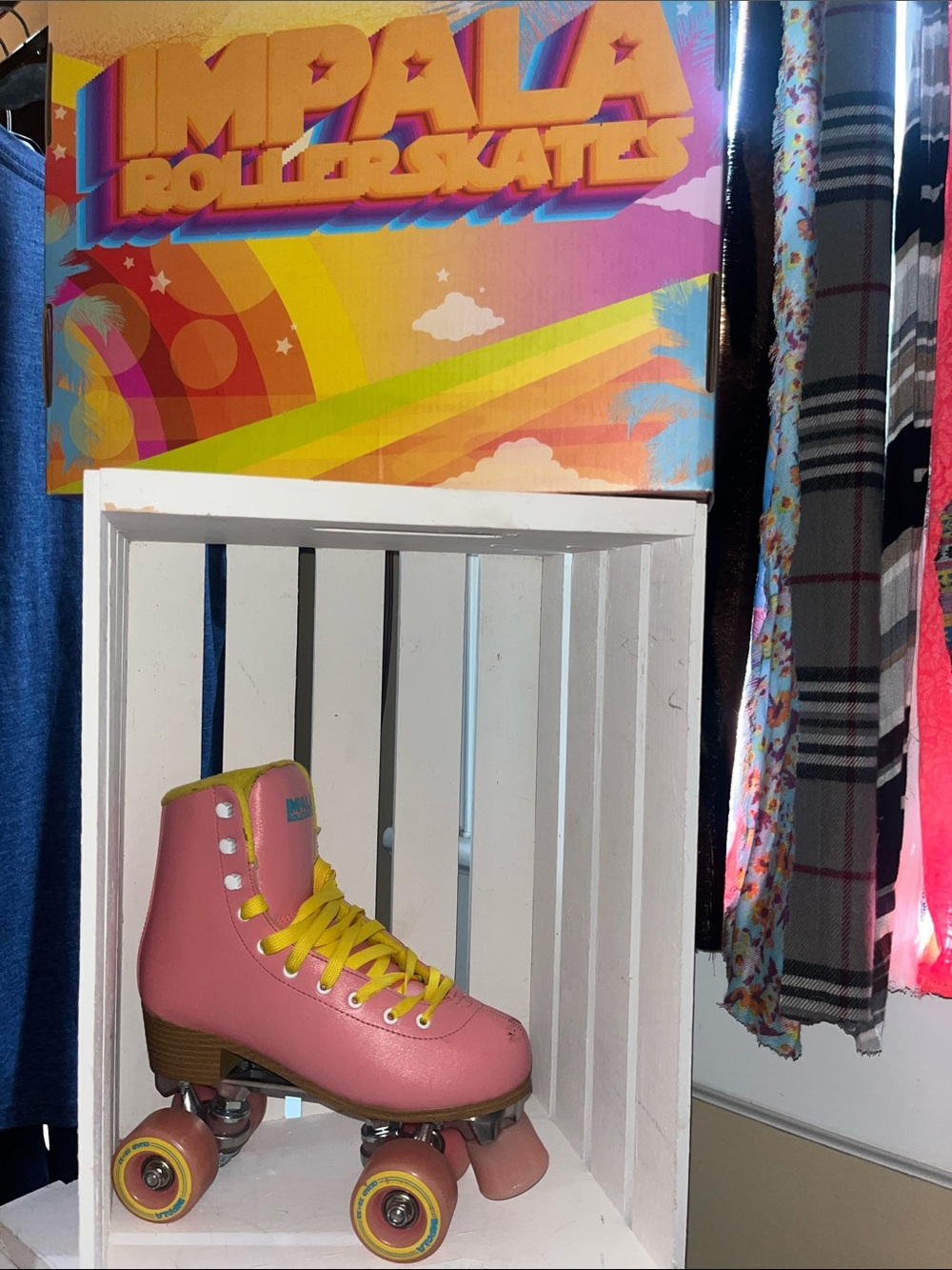 Impala Roller Skates - Pink with Yellow Laces
